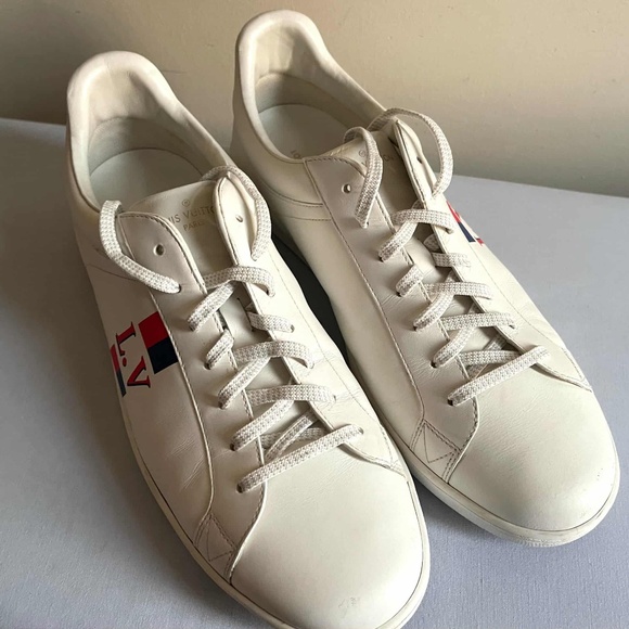 Authentic Louis Vuitton Men’s White Leather LV Shoes Size 10 - Picture 3 of 8